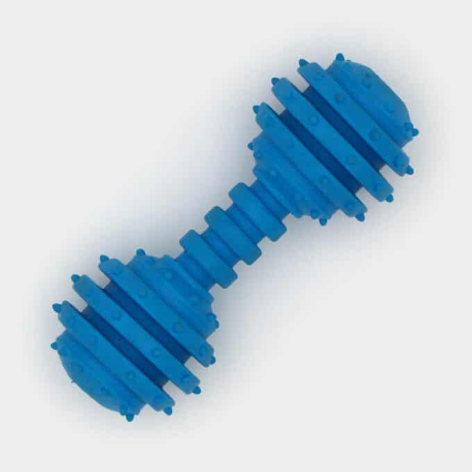 Jouet haltère sonore en caoutchouc pour la mastication du chien et du chiot