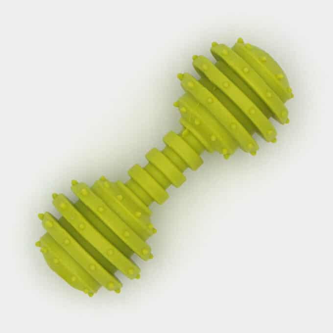 Jouet haltère sonore en caoutchouc pour la mastication du chien et du chiot