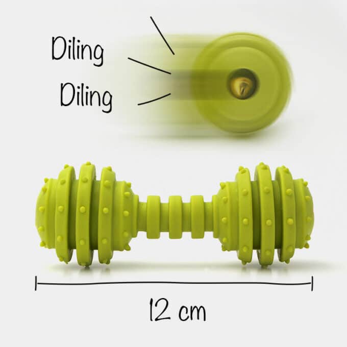 Jouet haltère sonore en caoutchouc pour la mastication du chien et du chiot