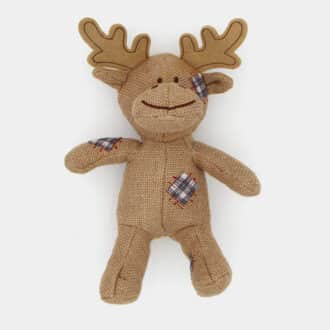 Jouet peluche cerf sonore en toile de jute pour le chien et le chiot