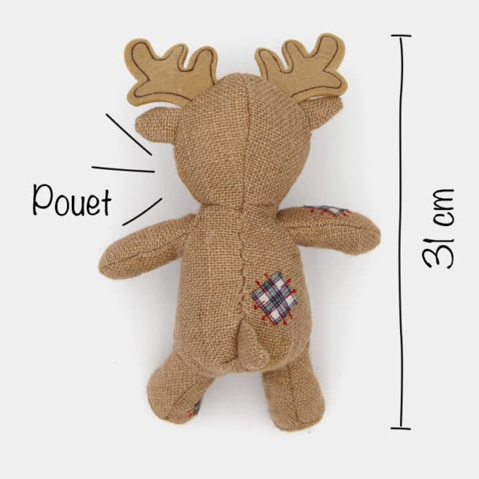Jouet-peluche-chien-chiot-bruit-sonore-4 Jouet peluche cerf sonore en toile de jute pour le chien et le chiot