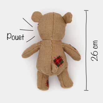 Jouet peluche hippopotame sonore en toile de jute pour le chien et le chiot