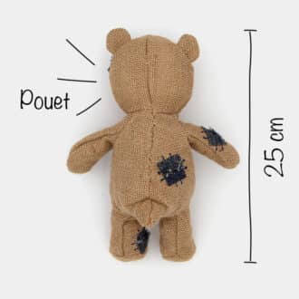 Jouet peluche ours sonore en toile de jute pour le chien et le chiot