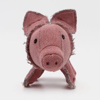 Jouet peluche cochon rose sonore en toile de jute pour le chien et le chiot