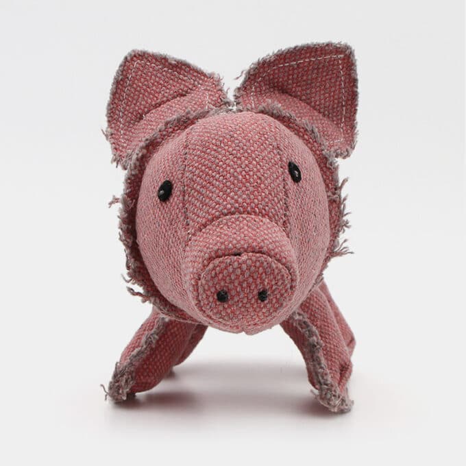 Jouet peluche cochon rose sonore en toile de jute pour le chien et le chiot