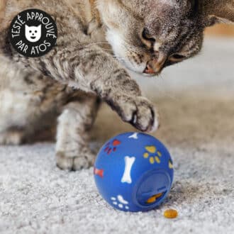 Balle distributrice de croquettes ou friandises pour chat
