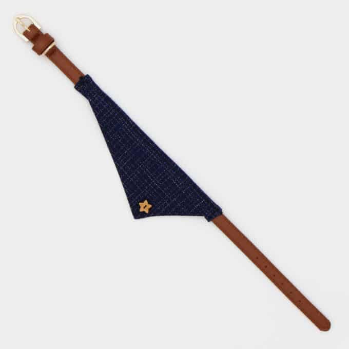 Collier bandana pour chien foulard bleu