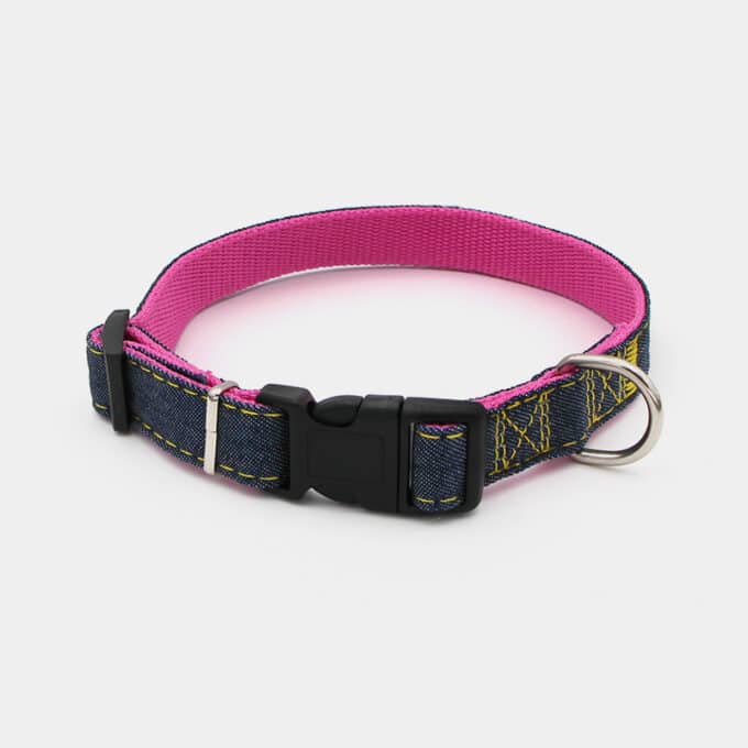 collier en jean et nylon avec clip pour chien et chiot