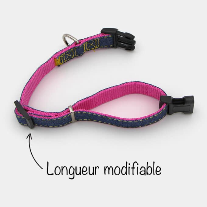 collier en jean et nylon avec clip pour chien et chiot