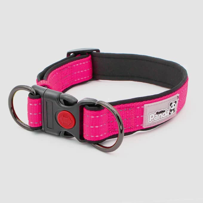 Collier réfléchissant pour chien couleur fluo rose