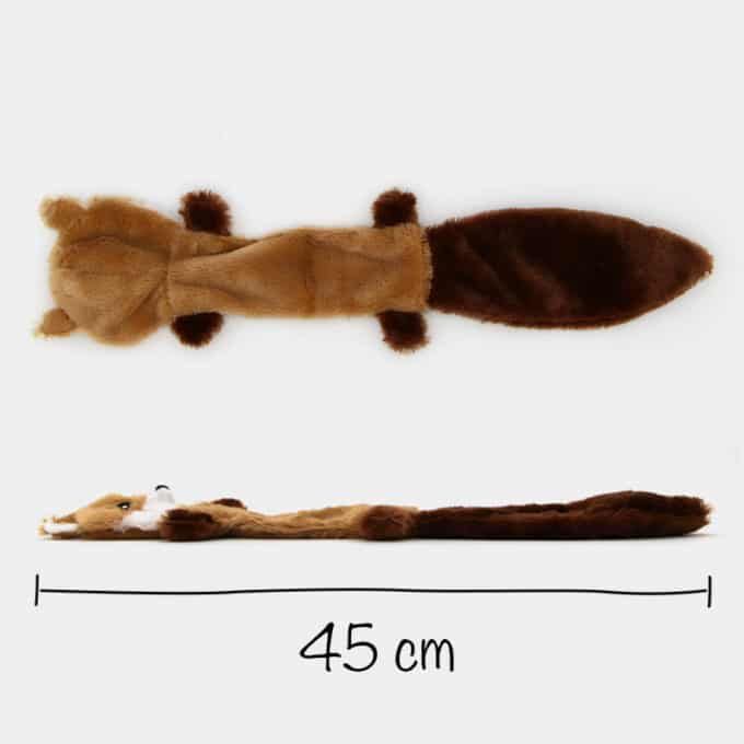 Jouet peluche écureuil sonore plat pour le chien et le chiot