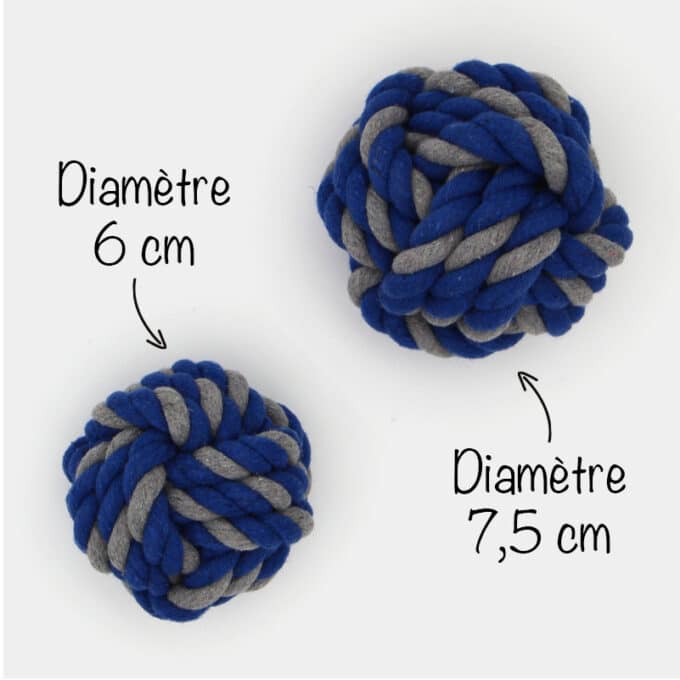 Jouet balle en corde pour chien avec nœuds à mâcher