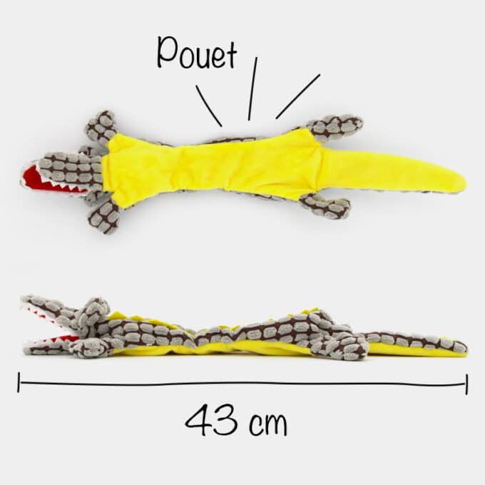 Jouet peluche crocodile sonore plat pour le chien et le chiot