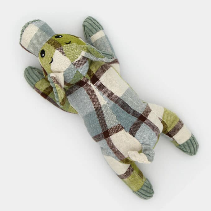 jouet-peluche-chien-chiot-sonore-bruit-cochon-6 Jouet peluche cochon sonore en lin motif tartan pour le chien et le chiot