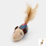 Souris en tissu avec plumes pour le chat ou le chaton