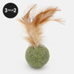 Balle ou boule d'herbe à chat cataire avec plumes