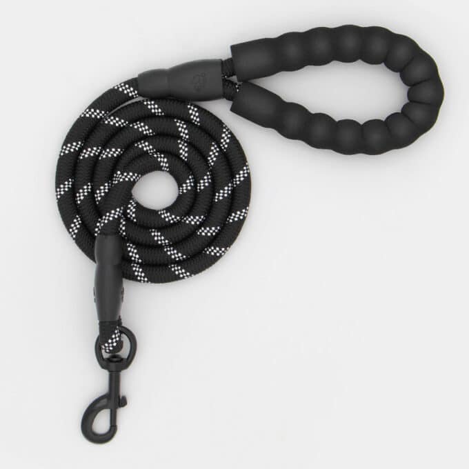 laisse-chien-corde-escalade-ronde-reflechissant-10 laisse chien en corde d'escalade ronde et réfléchissante noire
