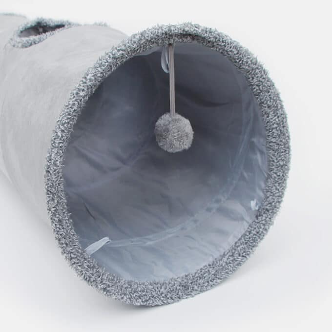 Tunnel pour chat en tissu avec fenêtres et armature métallique