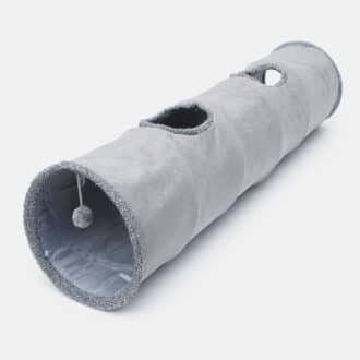 Tunnel pour chat en tissu avec fenêtres et armature métallique