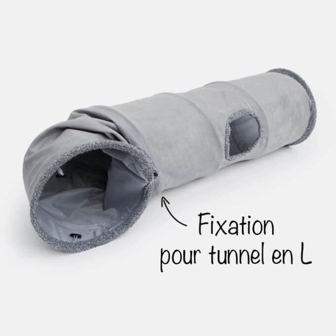 Tunnel pour chat en tissu avec fenêtres et armature métallique