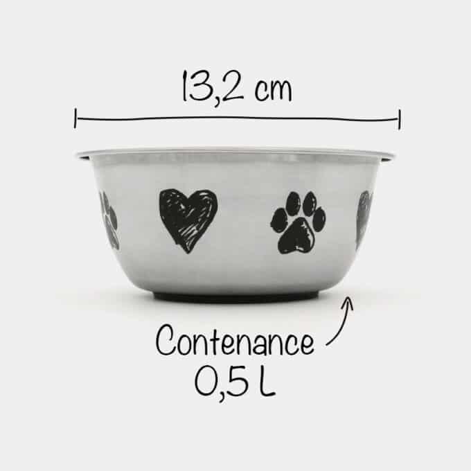 Gamelle pour chat chien bol en inox anti-dérapant
