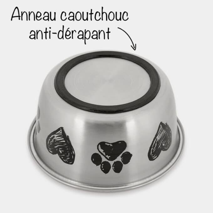 Gamelle pour chat chien bol en inox anti-dérapant