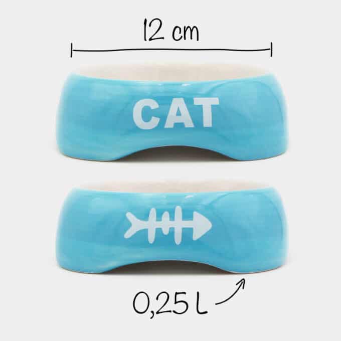 Gamelle céramique pour chat bleue
