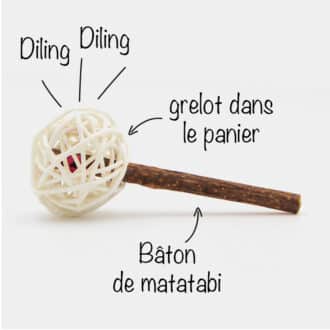 jouet herbe à chat bâton de matatabi avec grelot