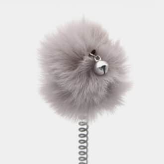 Jouet balle en pompon au bout d'un ressort pour le chat