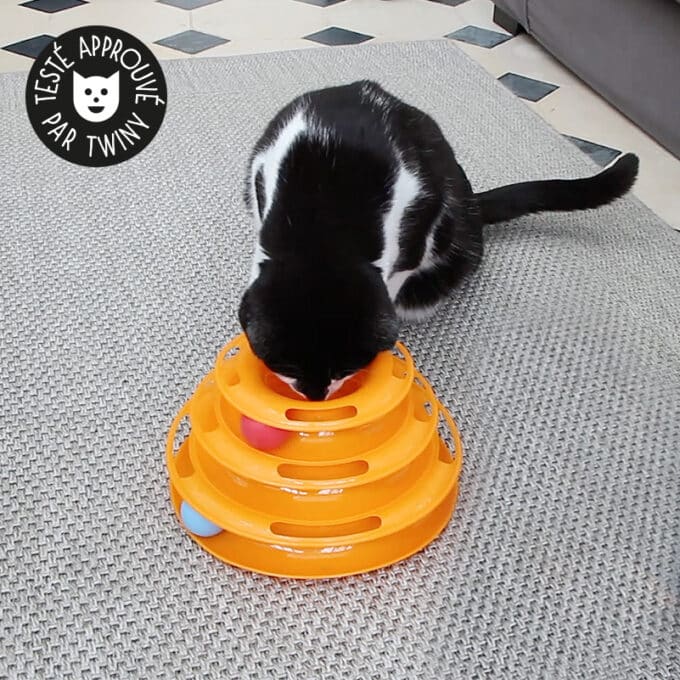 jouet-interactif-chat-tour-labyrinthe-balle-tourne-appartement-1 Labyrinthe tourne balle pour chat jouet interactif
