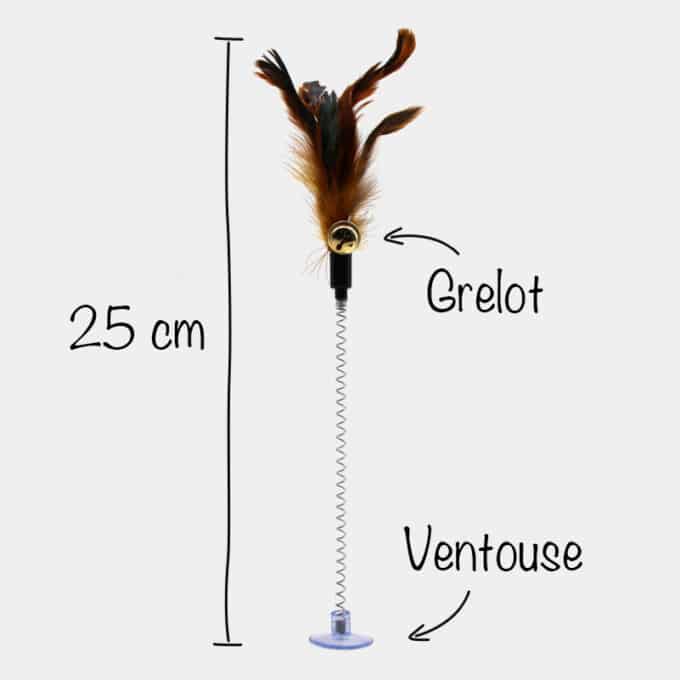 jouet-jeu-balle-pompon-grelot-chat-chaton-5 Plumeau avec plumes et ventouse à fixer pour chat