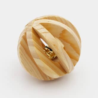 Balle en bois avec clochette ou grelot pour chat