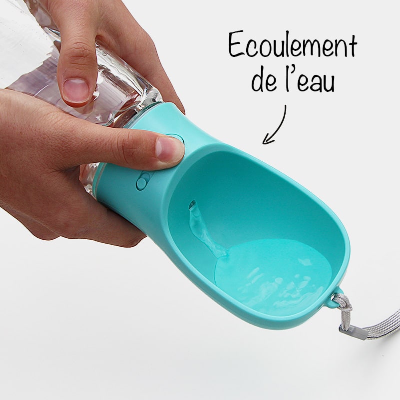 Kqpoinw Bouteille d'eau pour Chien 600 ML, Gourde pour Chien Promenade,  Gourde de Voyage avec Récipient Alimentaire de 100g et Sacs pour Déchets