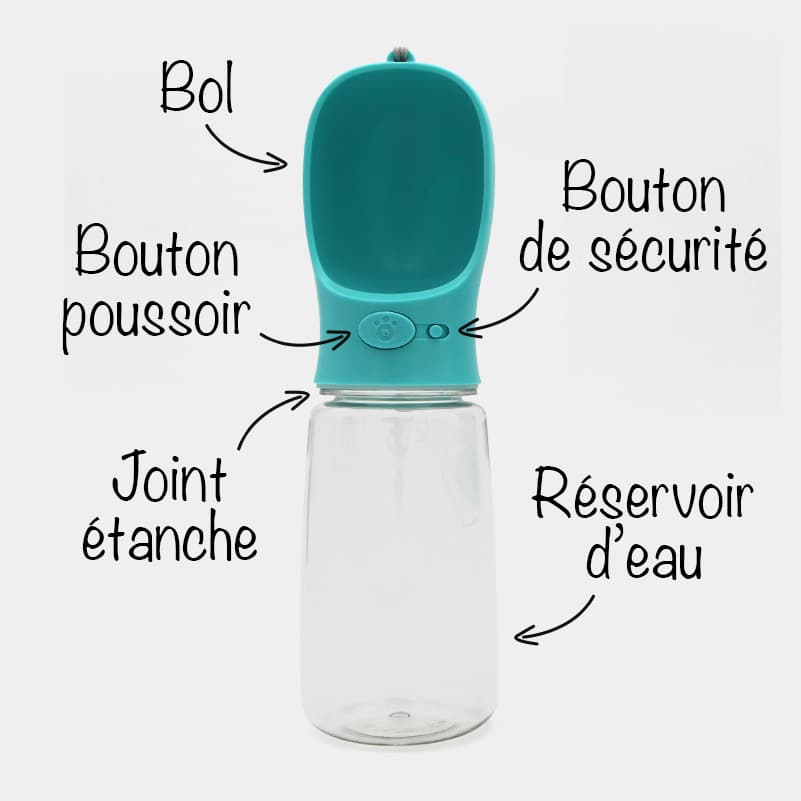 Bouteille d'eau portable pour chien 3 en 1 Distributeur d'eau