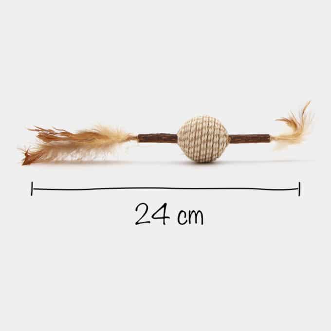 Jouet bâton de matatabi avec balle et plumes pour chat