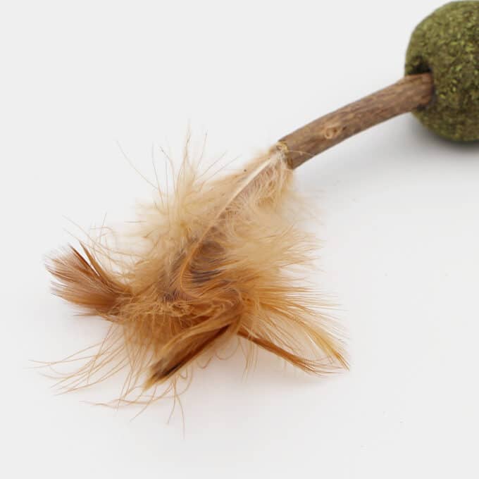 Jouet bâton de matatabi, cataire et plumes pour chat
