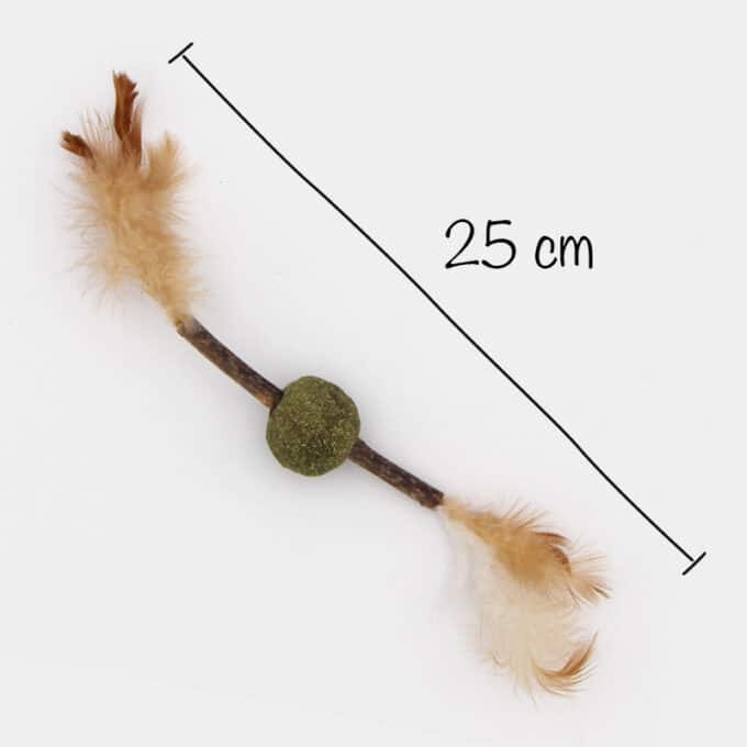 Jouet bâton de matatabi, cataire et plumes pour chat