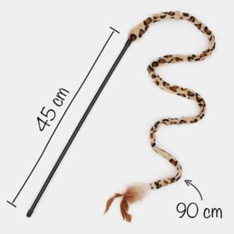 Jouet teaser avec queue et plumes pour chat