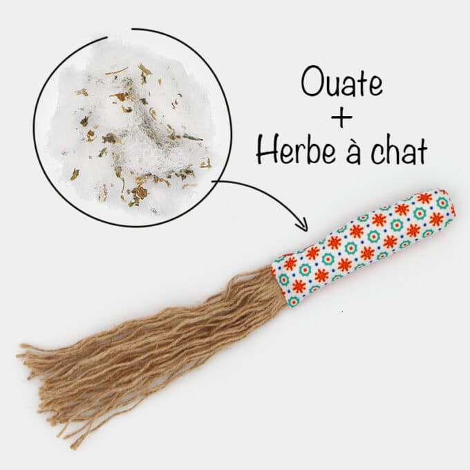 coussin-balle-toile-jute-herbe-chat-cataire-1 Coussin herbe à chat effet