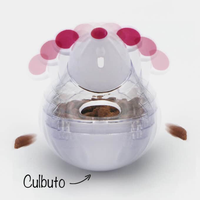 Jouet distributeur de croquettes culbuto pour chat souris blanche