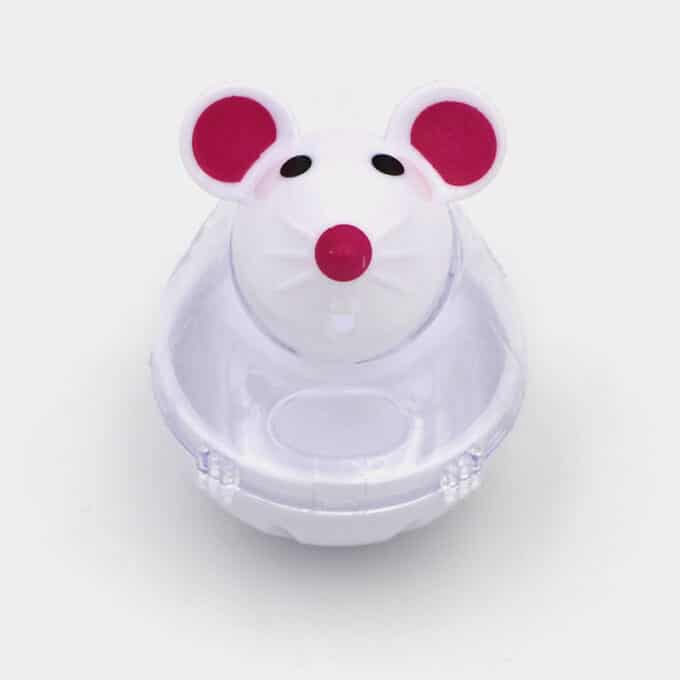 Jouet distributeur de croquettes culbuto pour chat souris blanche