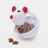 Jouet distributeur de croquettes culbuto pour chat souris blanche
