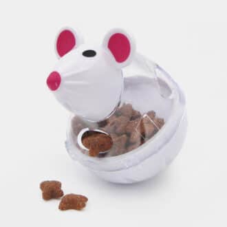 Jouet distributeur de croquettes culbuto pour chat souris blanche