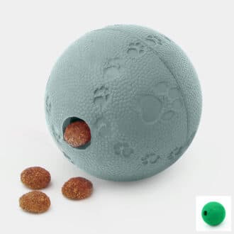 Balle à croquettes en caoutchouc avec obstacles pour chat