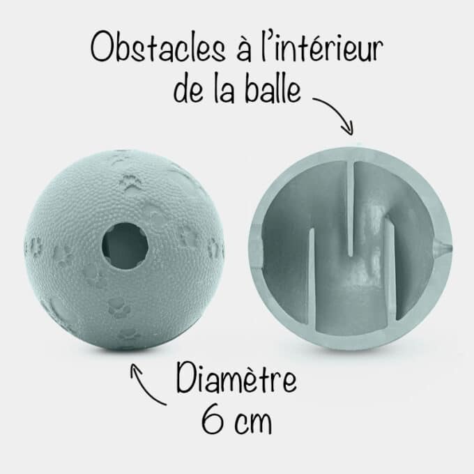Balle à croquettes en caoutchouc avec obstacles pour chat