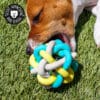balle-caoutchouc-nouee-torsadee-solide-chien-mordeur-2 Balle torsadée pour chien mordeur