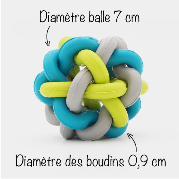 balle-caoutchouc-nouee-torsadee-solide-chien-mordeur Balle en caoutchouc torsadé ou noué pour chien