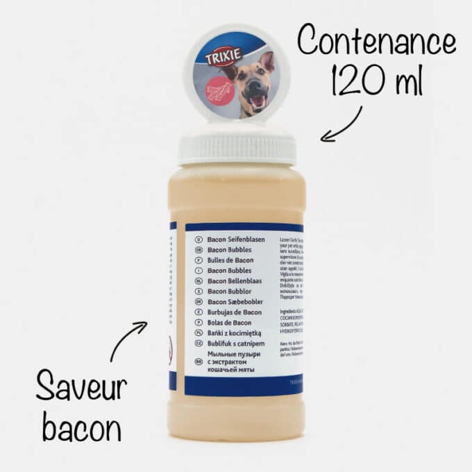 Bulles de savon saveur bacon pour chien