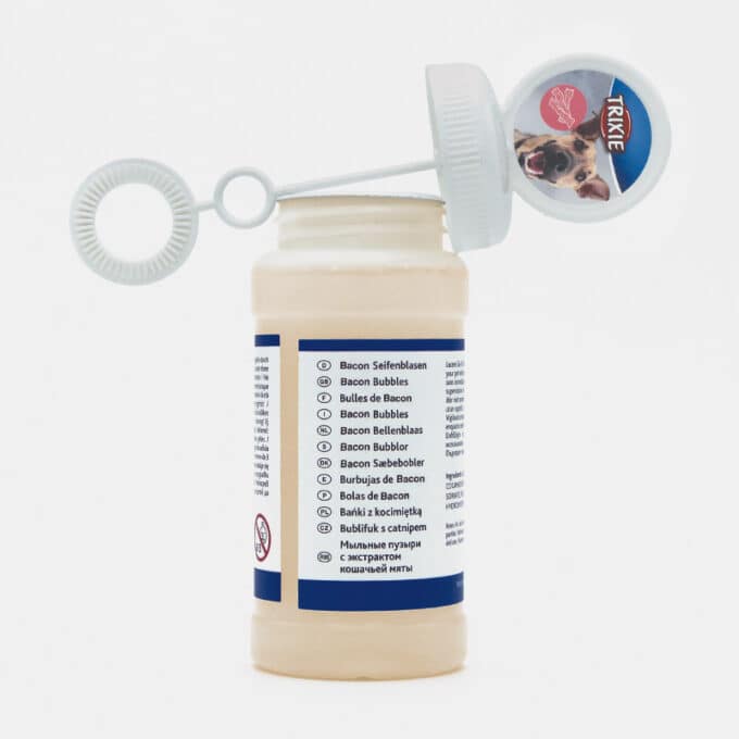 Bulles de savon saveur bacon pour chien