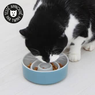 Gamelle anti glouton céramique chat et chien